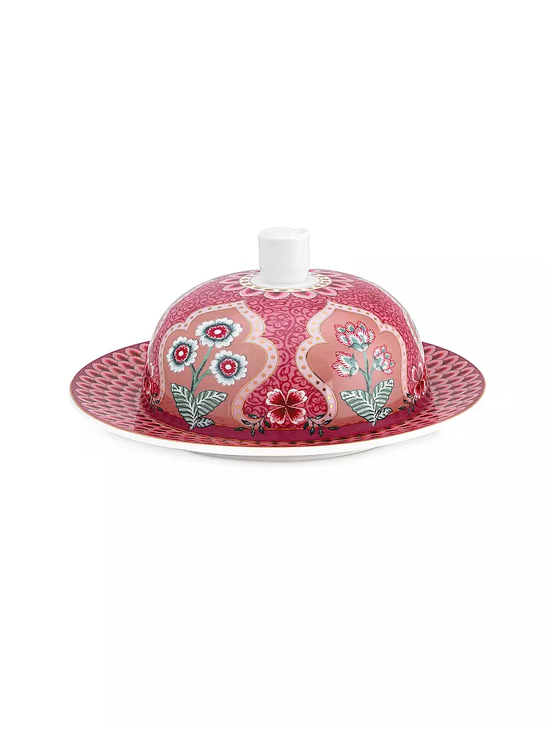 PIP STUDIO | Butterdose rund 17x8cm Flower Festival Dark Pink | beere