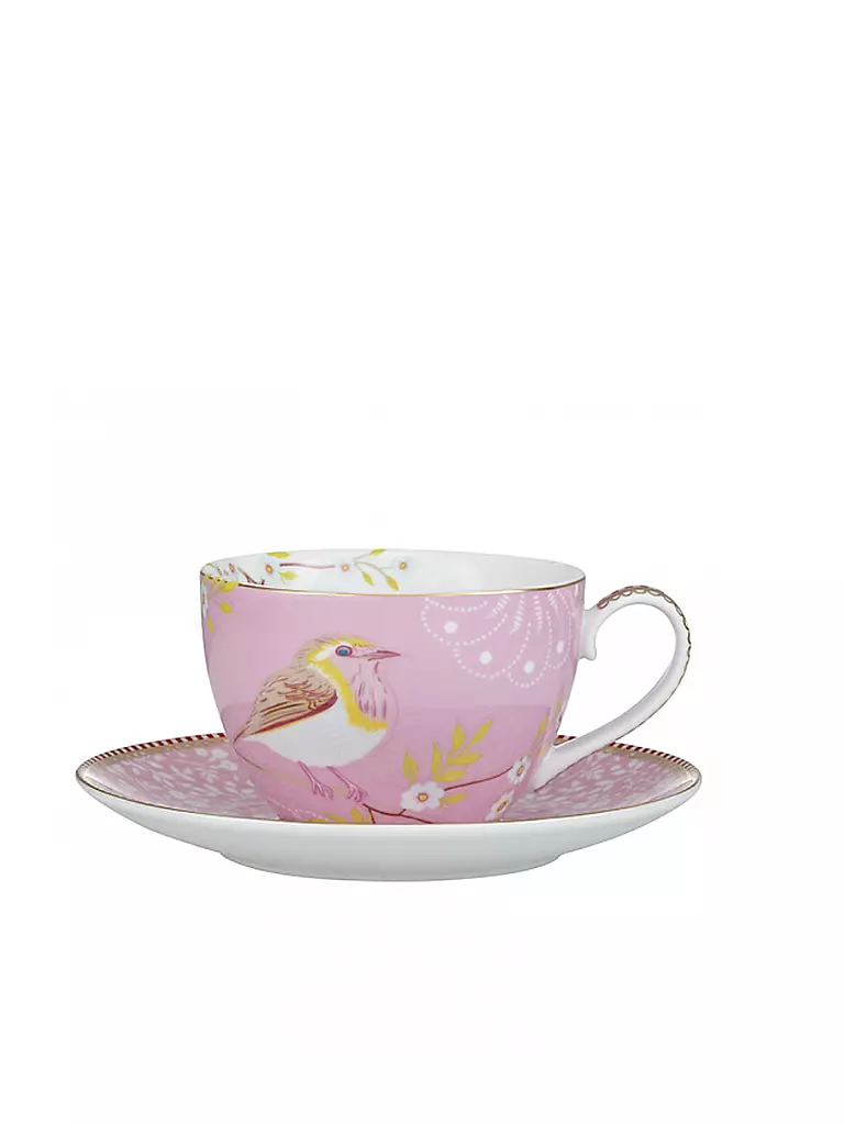 PIP STUDIO | Cappuccino-Tasse und Untertasse "Early Bird" | rosa