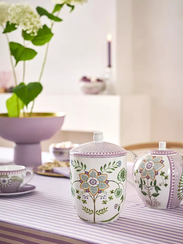 PIP STUDIO | Dose mit Deckel  LILY & LOTUS 1,5l Off White | lila