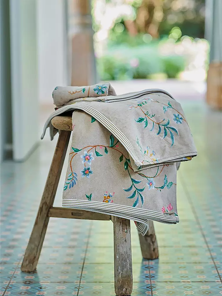 PIP STUDIO | Duschtuch LES FLEURS 70x140cm Khaki | dunkelblau
