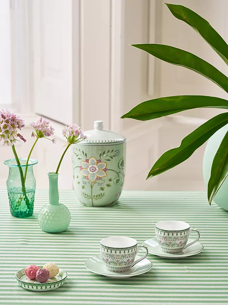 PIP STUDIO | Espresso Tassen mit Untertassen 2er Set  LILY & LOTUS 120ml Light Green  | hellgrün