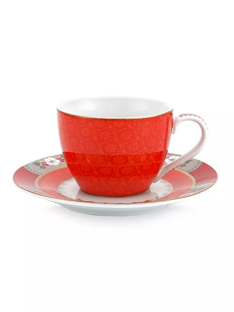 PIP STUDIO | Espressotasse mit Untertasse 120ml "Blushing Birds" | rot