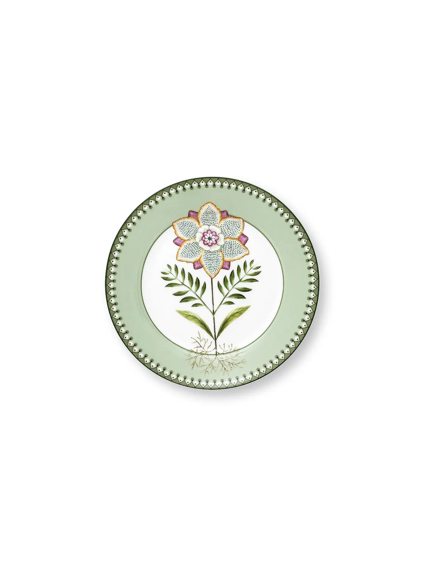 PIP STUDIO | Frühstücksteller klein LILY & LOTUS 21cm Off White | hellgrün