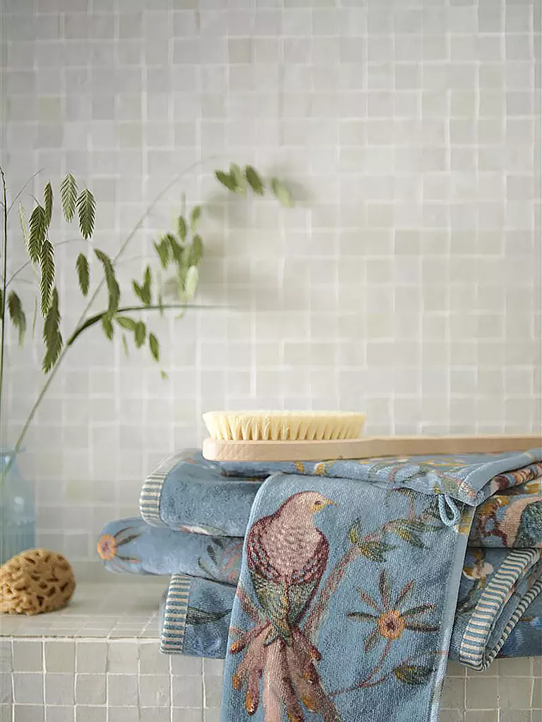 PIP STUDIO | Handtuch 55x100cm SECRET GARDEN Blue | weiss