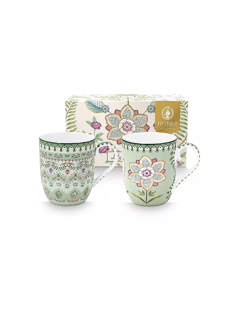 PIP STUDIO | Henkelbecher 2er Set Small LILY & LOTUS 145ml Light Green  | hellgrün