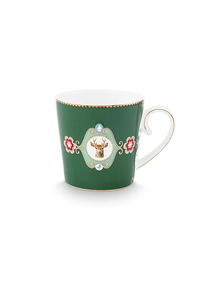 PIP STUDIO | Henkelbecher gross LOVE BIRDS MEDALLION Dark Green | dunkelgrün