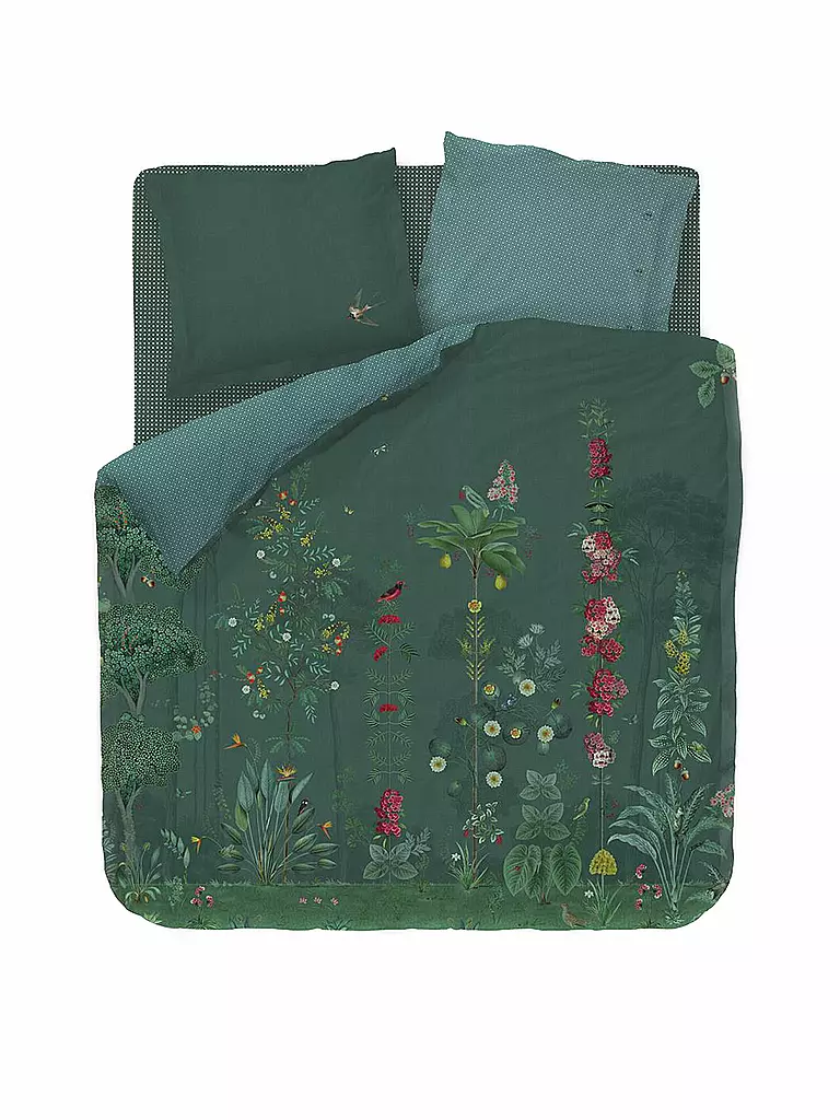 PIP STUDIO | Perkal Bettwäsche 2x 70x90cm / 200x200cm Babylons Garden Green | grün