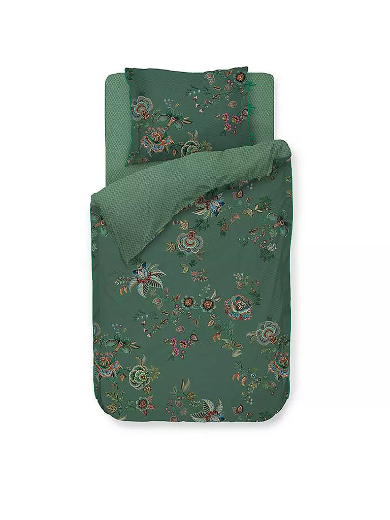 PIP STUDIO | Perkal Bettwäsche 70x90cm/140x200cm CECE FIORI Green | dunkelgrün