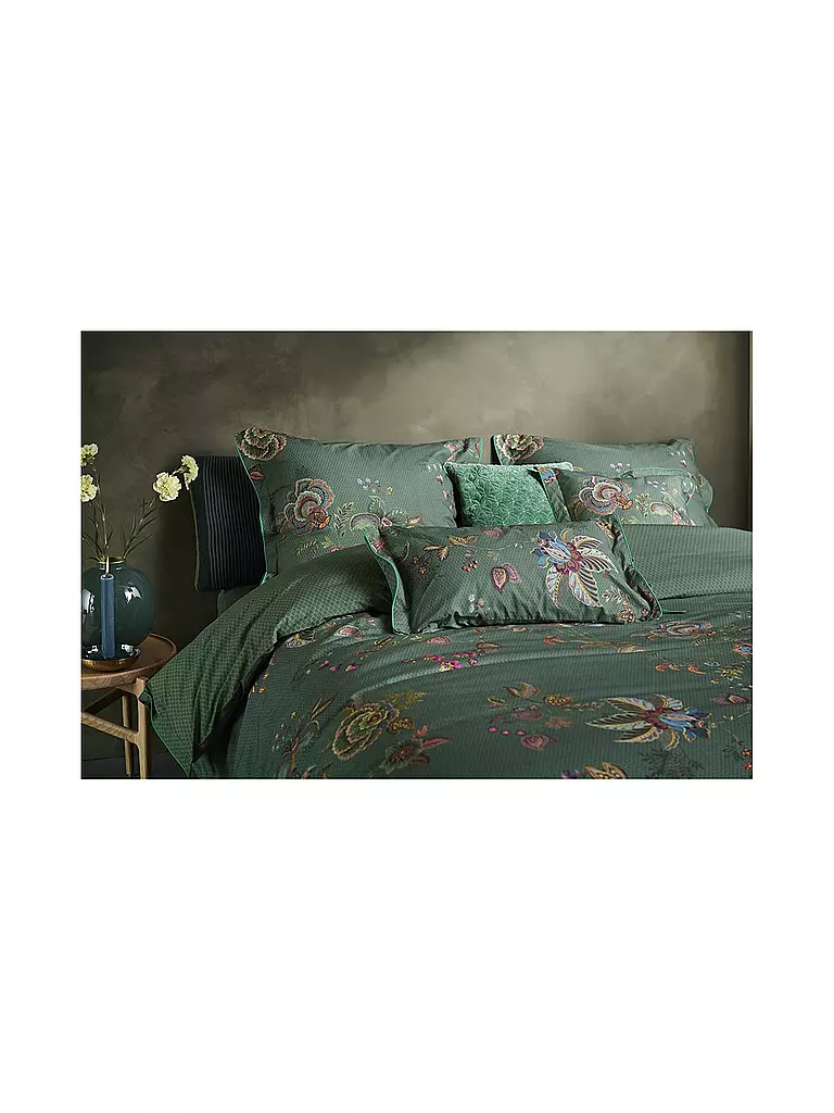 PIP STUDIO | Perkal Bettwäsche 70x90cm/140x200cm CECE FIORI Green | dunkelgrün
