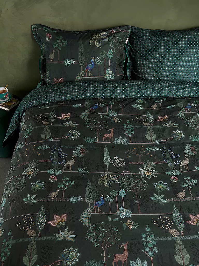 PIP STUDIO | Perkal Bettwäsche ALBERI 2x 70x90cm/200x200cm Dark Green | dunkelgrün