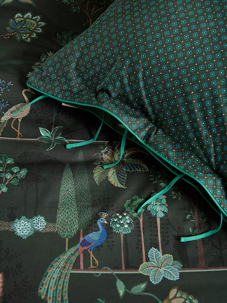 PIP STUDIO | Perkal Bettwäsche ALBERI 2x 70x90cm/200x200cm Dark Green | dunkelgrün