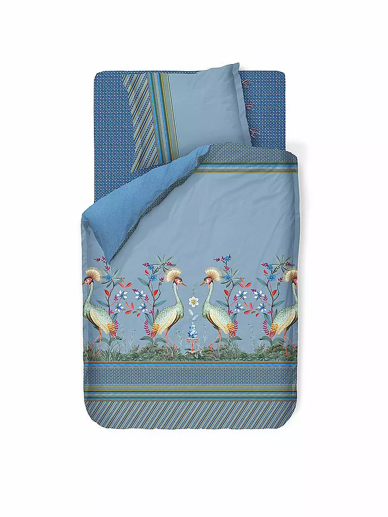 PIP STUDIO | Perkal Bettwäsche Flirting Birds 70x90cm / 140x200cm Blue | blau