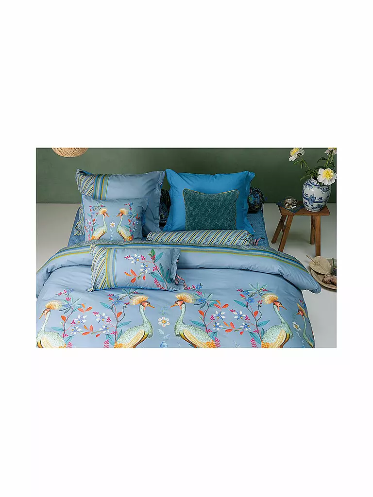 PIP STUDIO | Perkal Bettwäsche Flirting Birds 70x90cm / 140x200cm Blue | blau