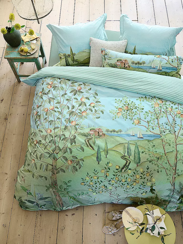 PIP STUDIO | Perkal Bettwäsche LA CAMPAGNA 2x 70x90cm/200x200cm Gruen | grün