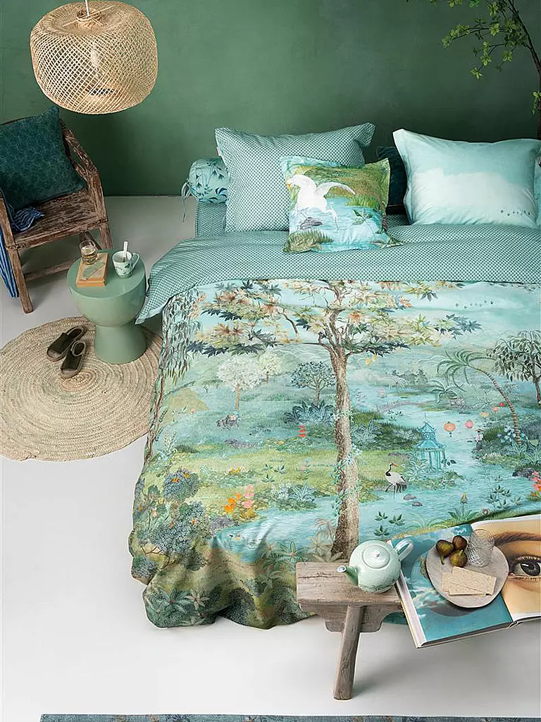 PIP STUDIO | Perkal Bettwäsche PIP Paradise 2x 70x90cm / 200x200cm Green | mint