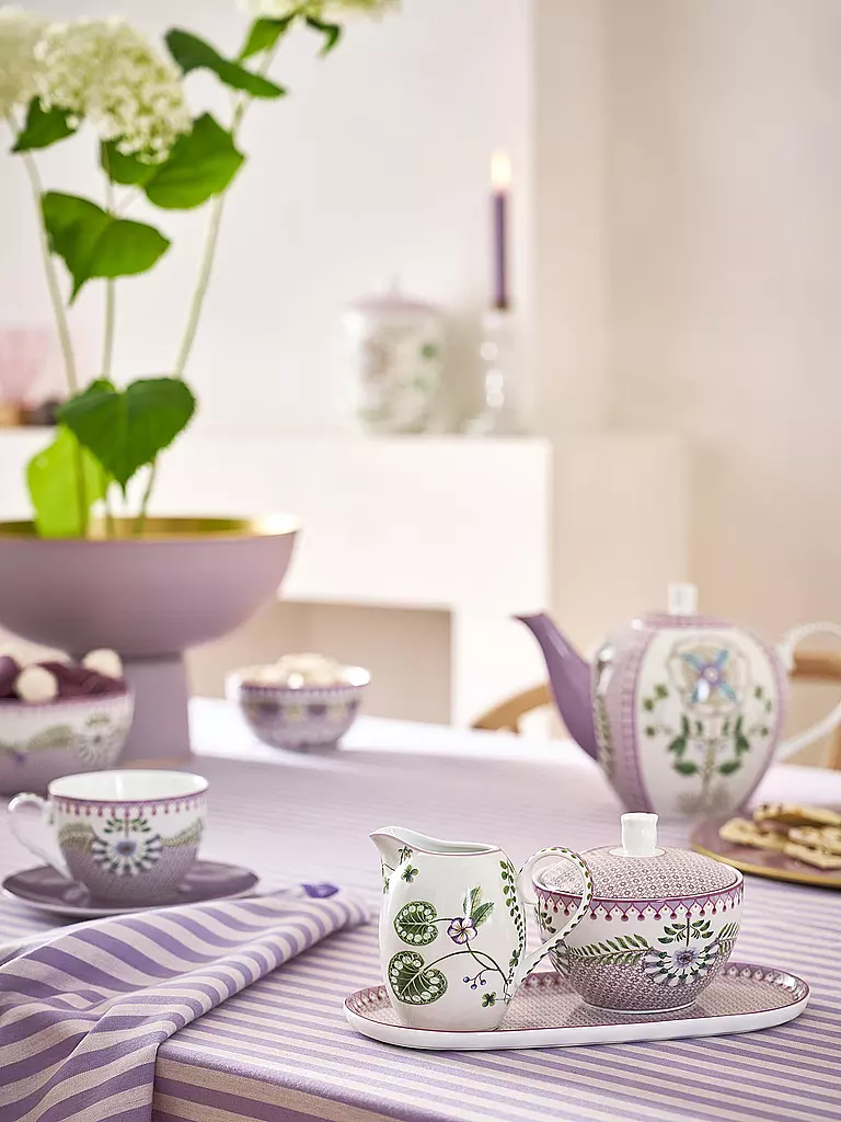PIP STUDIO | Zuckerdose 300ml LILY & LOTUS Tiles Lilac | hellgrün