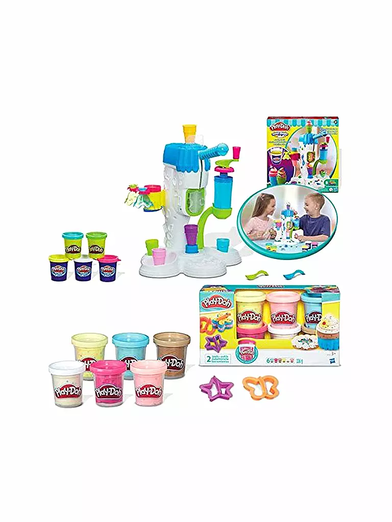 PLAY-DOH | Bundle Riesen-Softeismaschine mit 6x Konfettiknete  | transparent