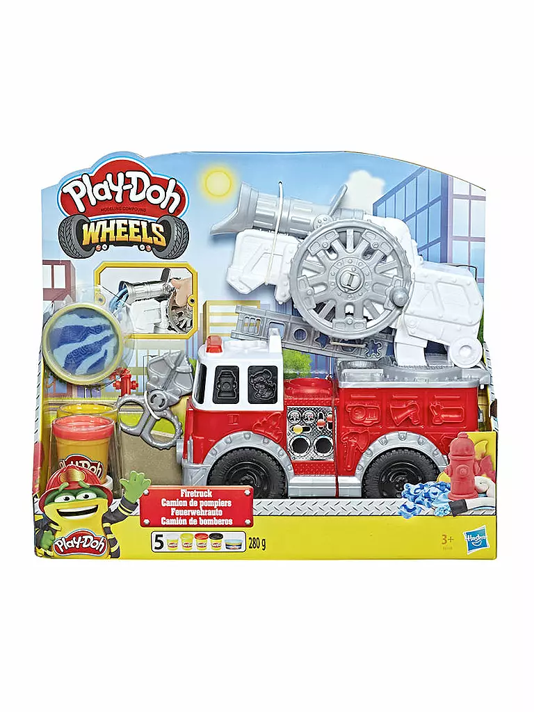 PLAY-DOH | Wheels Feuerwehrauto Spielzeug mit 5 Dosen Play-Doh und Wasserknete | bunt