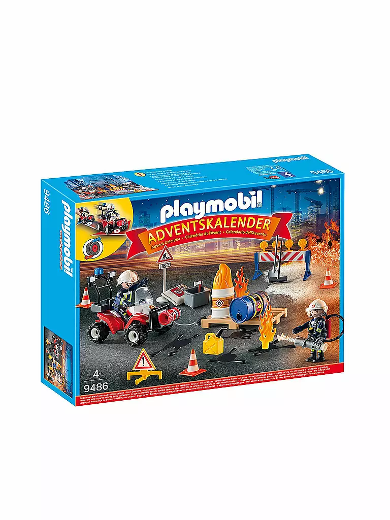 PLAYMOBIL | Adventskalender - Feuerwehreinsatz auf der Baustelle 9486 | transparent