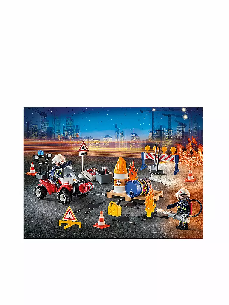 PLAYMOBIL | Adventskalender - Feuerwehreinsatz auf der Baustelle 9486 | transparent