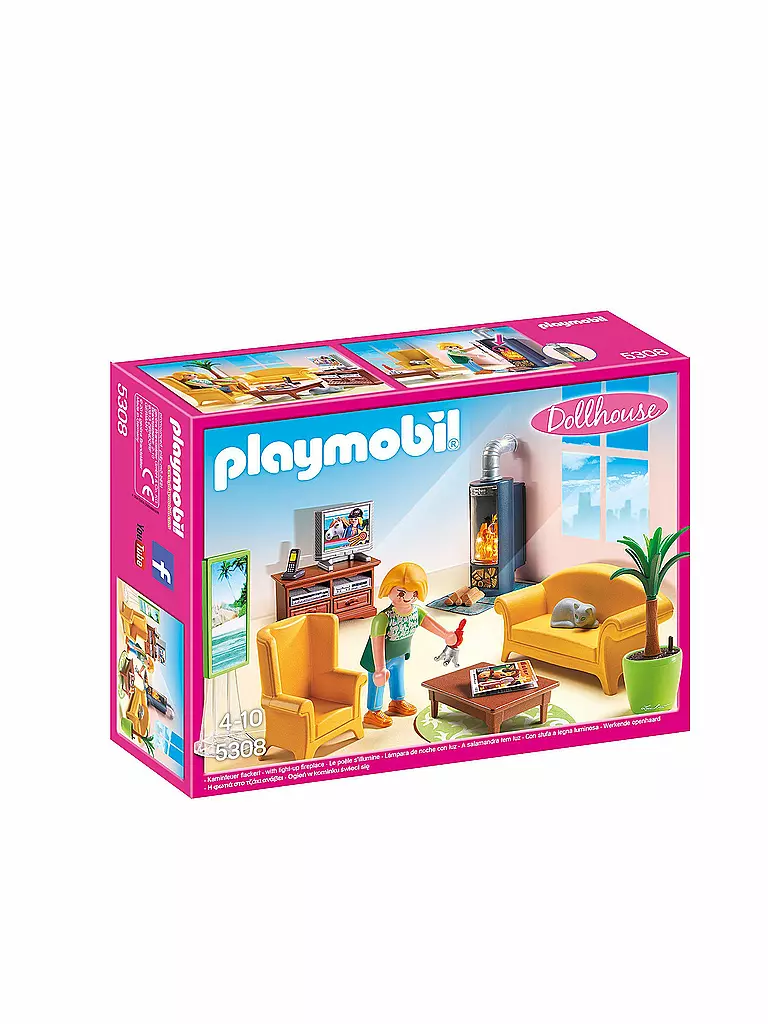 PLAYMOBIL | Dollhouse - Wohnzimmer mit Kaminofen 5308 | transparent