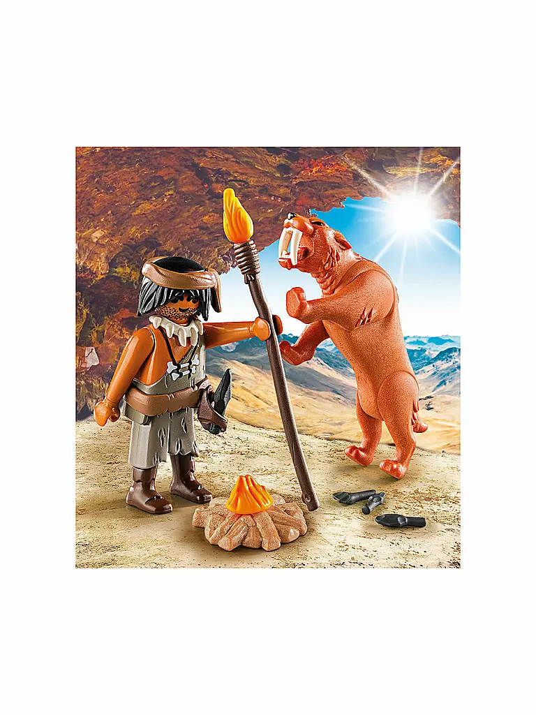 PLAYMOBIL | Neandertaler mit Säbelzahntiger 9442 | transparent