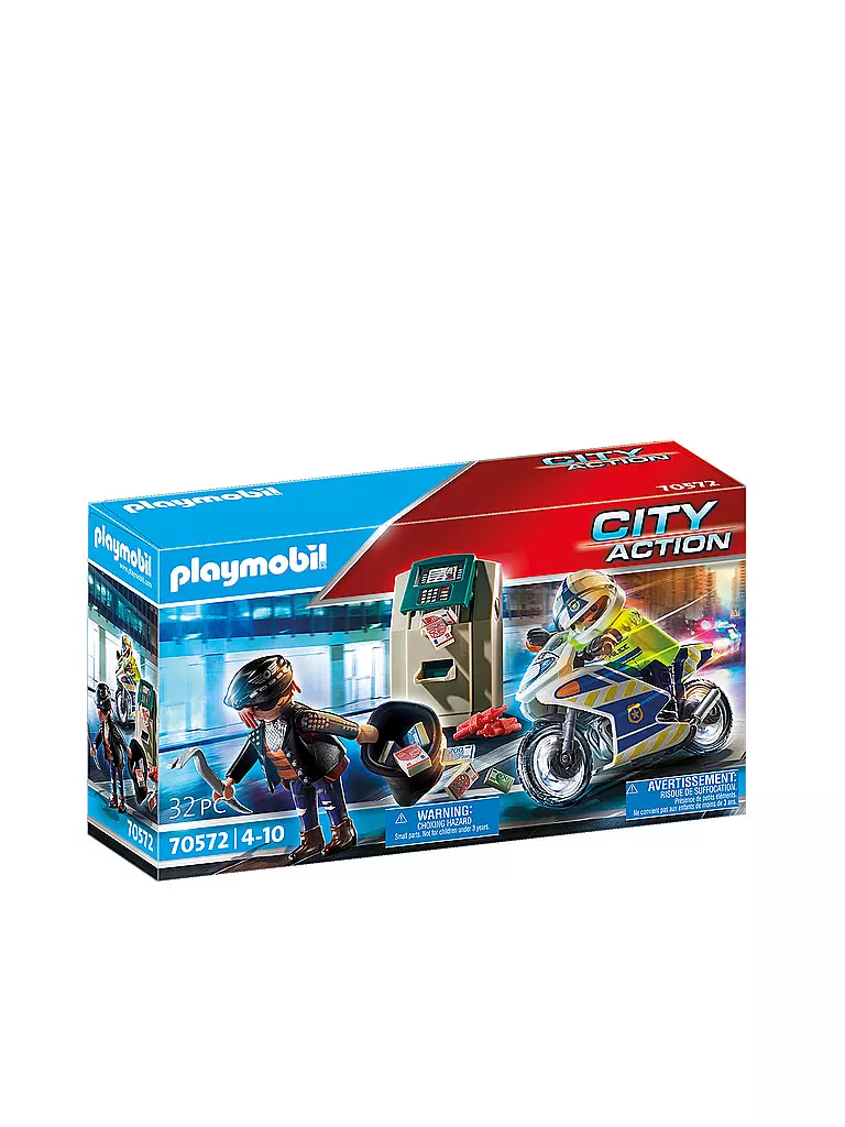 PLAYMOBIL | Polizei-Motorrad: Verfolgung des Geldräubers 70572 | keine Farbe