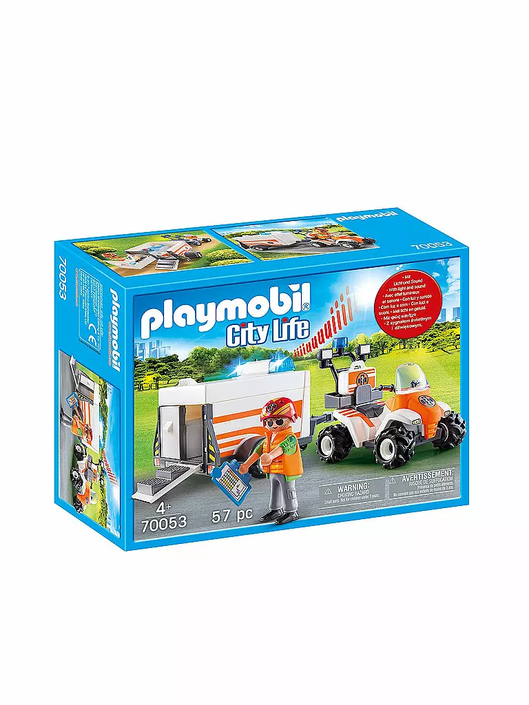 PLAYMOBIL | Quad mit Rettungsanhänger 70053 | blau