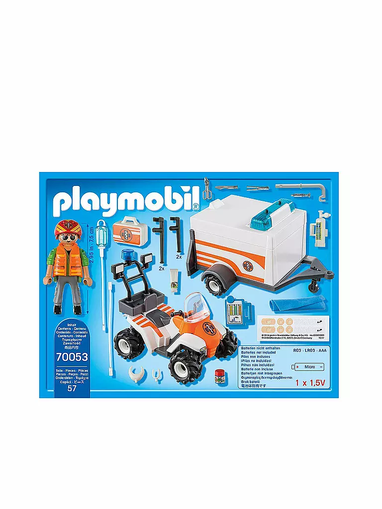 PLAYMOBIL | Quad mit Rettungsanhänger 70053 | blau