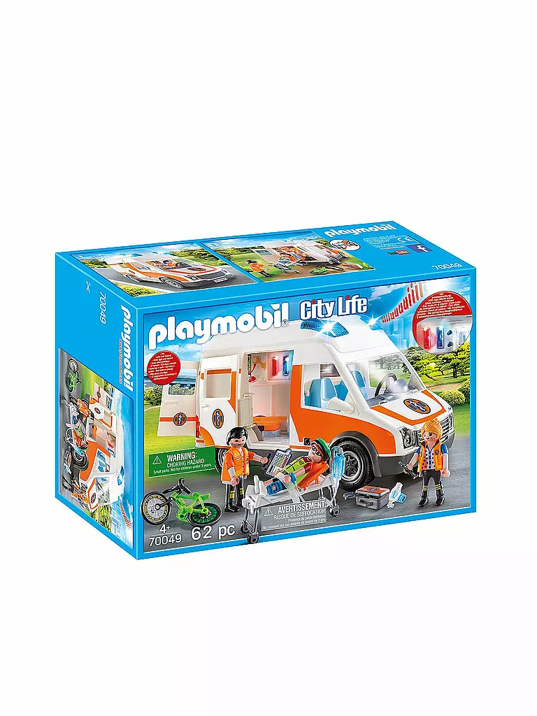 PLAYMOBIL | Rettungswagen mit Licht und Sound 70049 | blau
