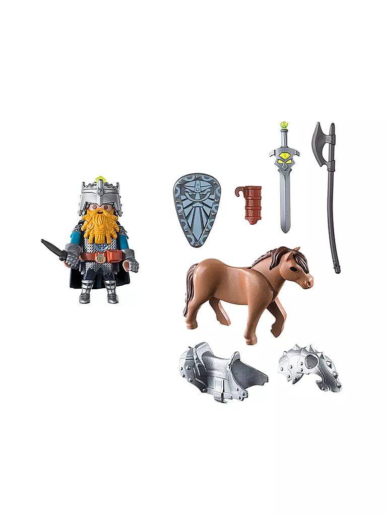 PLAYMOBIL | Zwerg und Pony mit Rüstung 9345 | transparent
