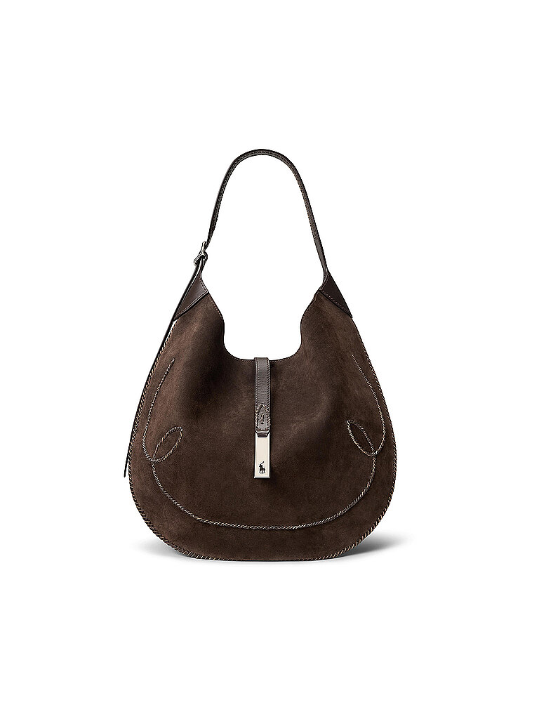 POLO RALPH LAUREN Ledertasche - Schultertasche Medium braun