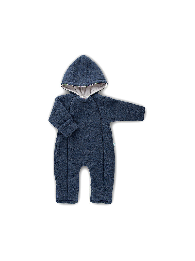 POPOLINI Baby Wollfleece Overall dunkelblau | 62-68