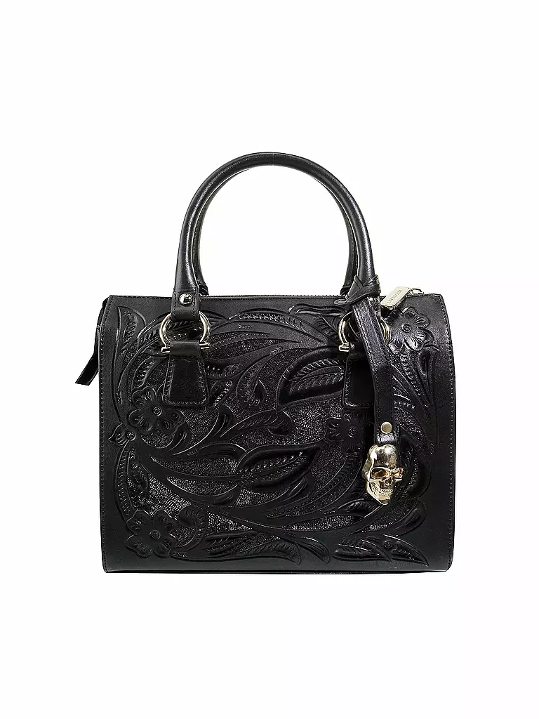 PRISON ART | Ledertasche "Square Chiselled Bag" S | schwarz