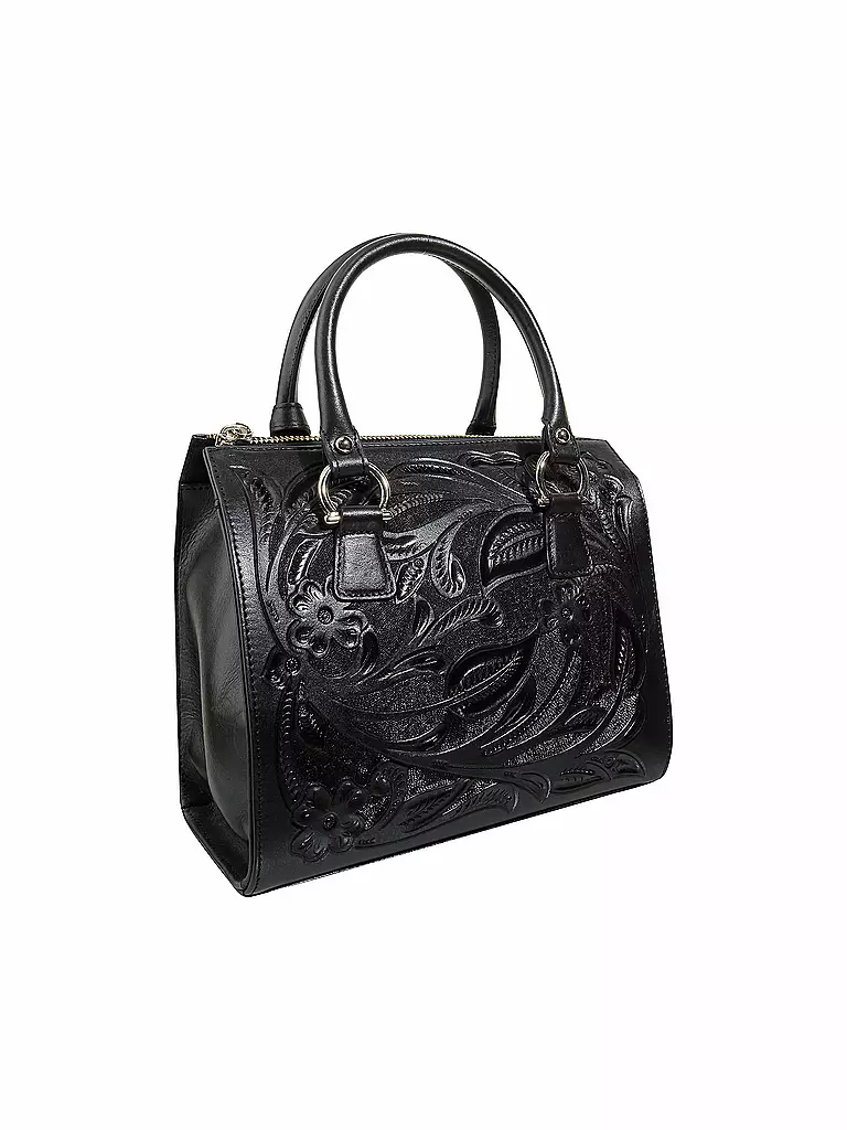PRISON ART | Ledertasche "Square Chiselled Bag" S | schwarz