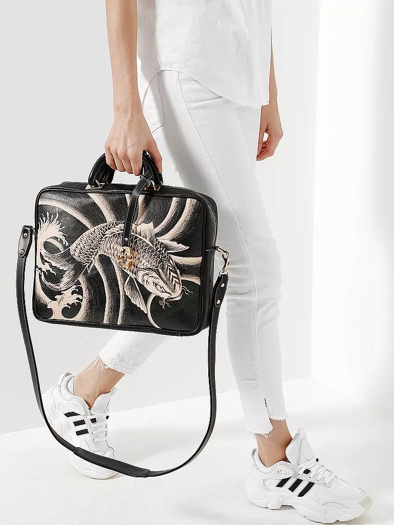 PRISON ART | Ledertasche - Laptoptasche "Portfolio Chiselled" | schwarz