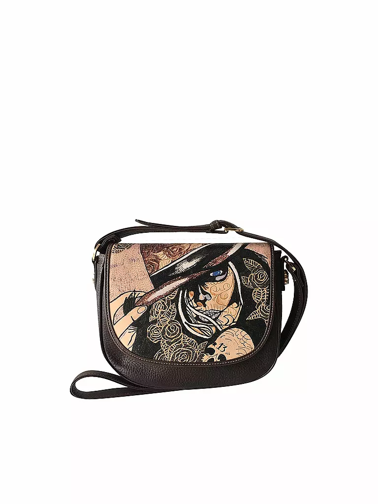 PRISON ART | Ledertasche - Umhängetasche "Half Moon Tattooed - Lady Rosen" | braun