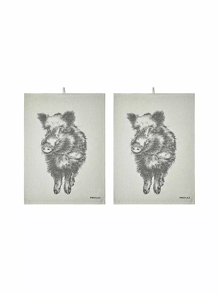 PROFLAX | Geschirrtuch 2er Set 50x70cm Wildschwein Grey | grau