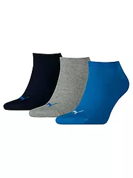 PUMA | Sneakersocken 3-er Pkg.  "Invisible" anthra grey mel | blau