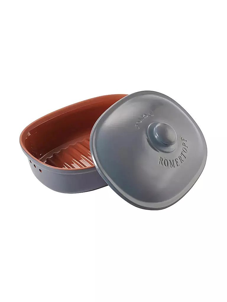 RÖMERTOPF | Brottopf oval 40x28x20cm Blau-Grau | grau