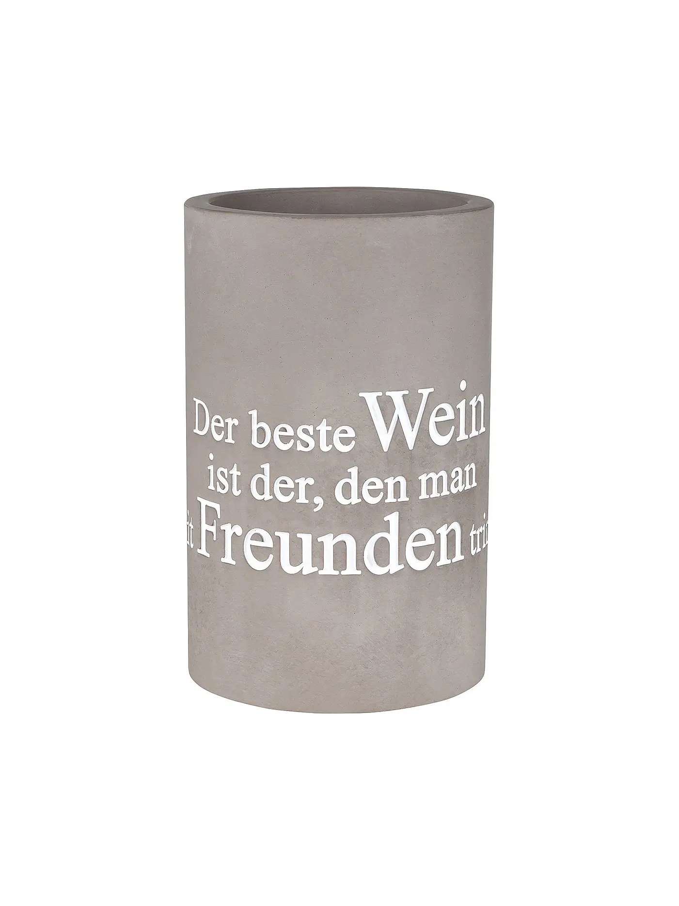 RAEDER | Flaschenkühler aus Beton 21cm "Das Leben ist zu kurz..." | grau