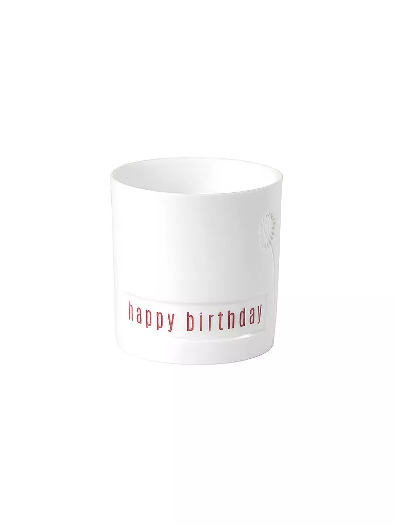RAEDER | Porzellan Lichtlein 5x5,5cm Happy Birthday | weiss