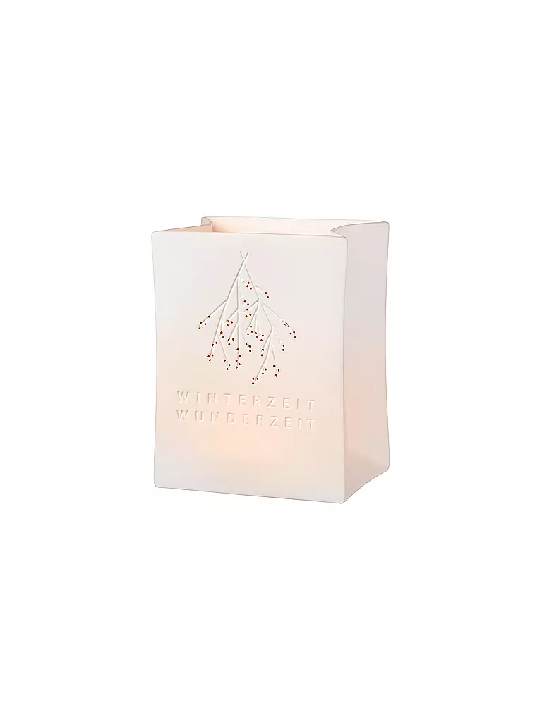 RAEDER | Porzellan-Lichttüte 10cm "Wunderzeit" | weiß