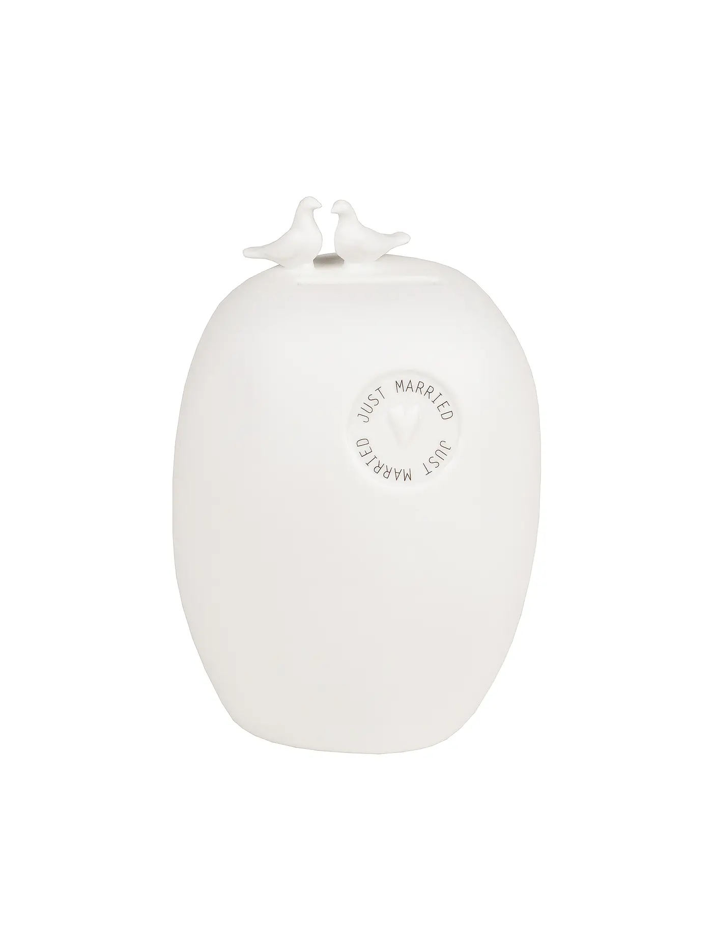 RAEDER | Spardose Schottersteine Just Married | weiss