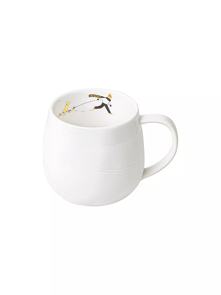 RAEDER | Tasse 7,5cm SCHNEETAG Hundeschlitten  | weiss