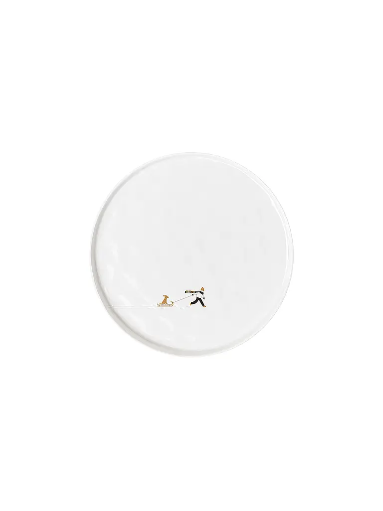 RAEDER | Teller SCHNEETAG 22cm Hundeschlitten  | Weiss