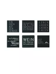 RAEDER | Untersetzer 6er Set WEIN TEXT 10x10cm Schwarz | schwarz