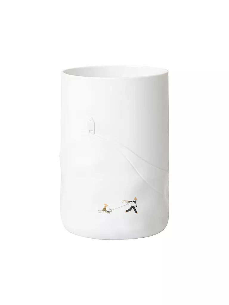 RAEDER | Vase SCHNEETAG 14,5x21x8cm Hundeschlitten  | Weiss