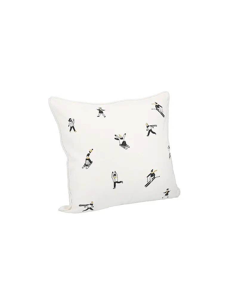 RAEDER | Weihnachts Kissen 50x50cm Schneetag  | weiss