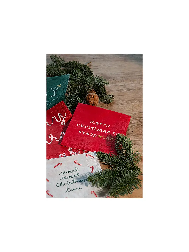 RAEDER | Weihnachts-Servietten 25x25cm  | rot